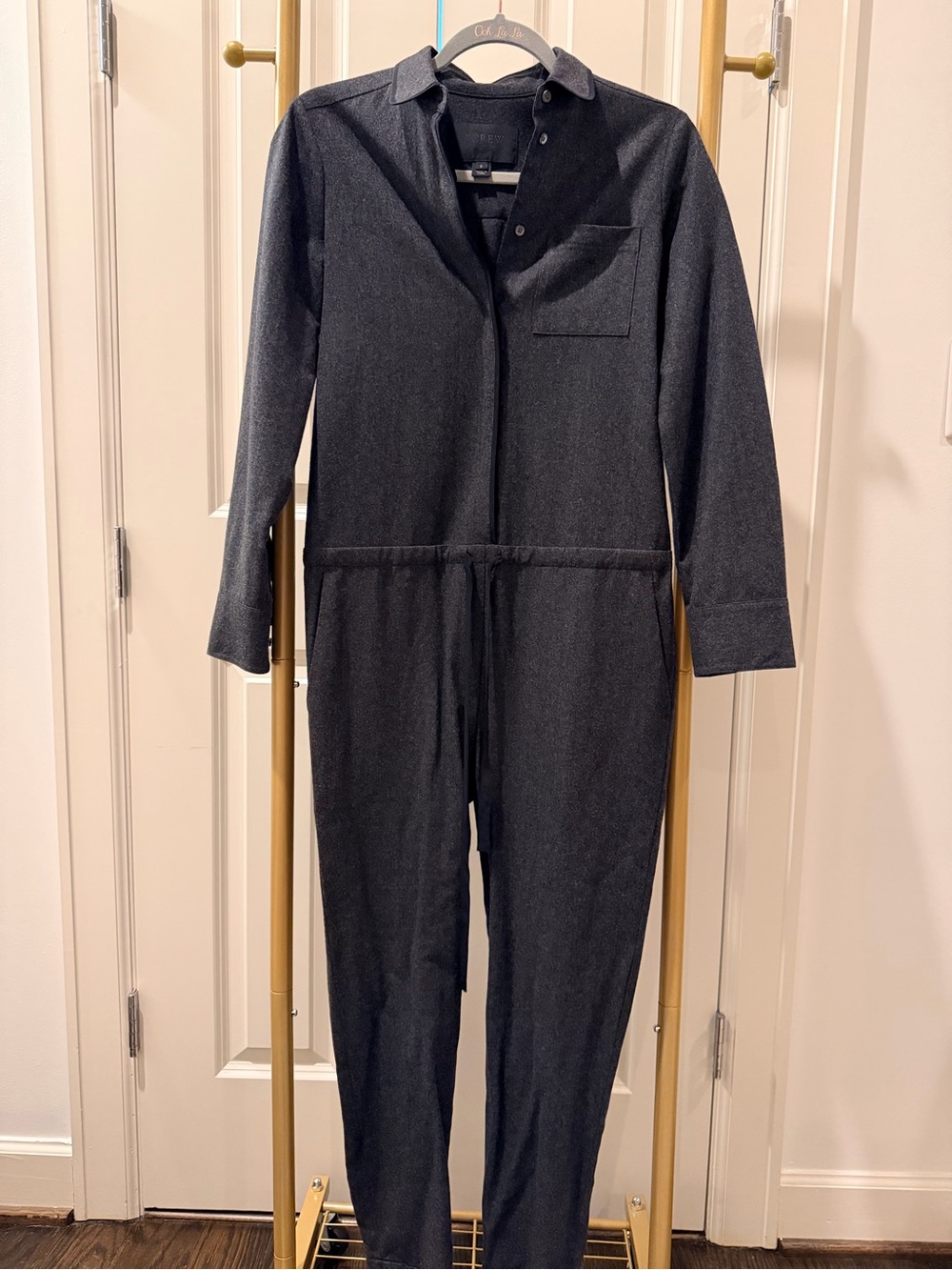 J. Crew Dark Charcoal Utility Jumpsuit 100% Wool